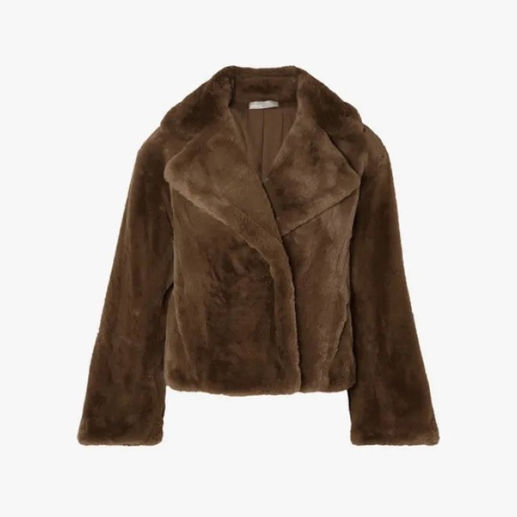Vince Plush Faux Fur Coat Teddy Jacket Sz XS Brown polyester fuzzy
